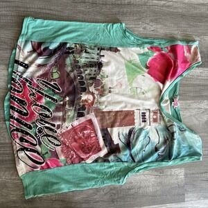 Vintage Vogue Fashion Top size Medium Wide‎ Strap sleeve I Love Venice